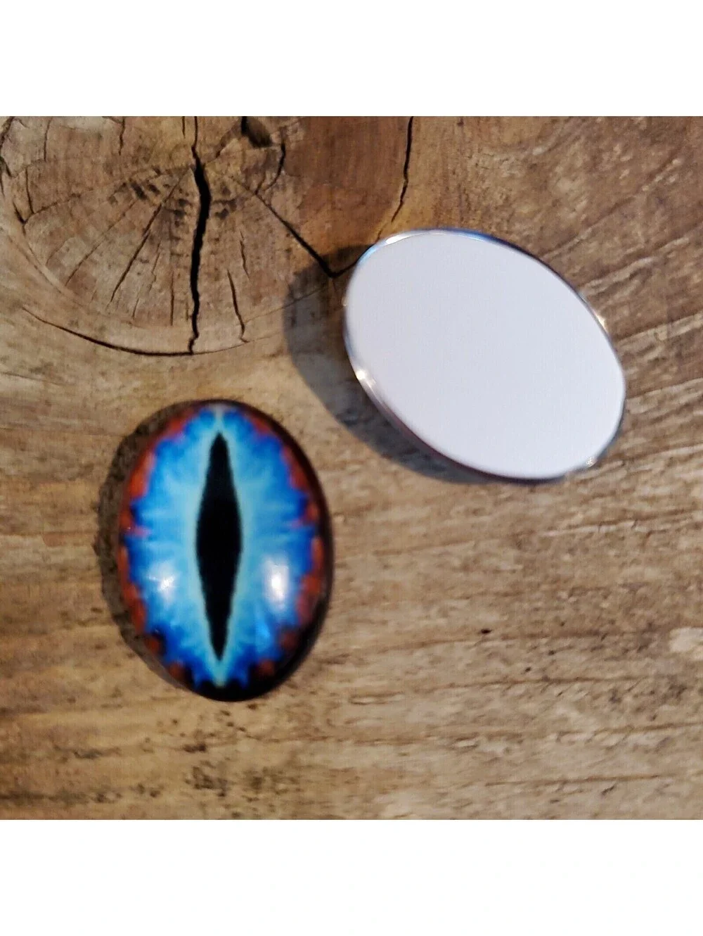 Dragon Eyes Black Blue Red GoT Fan Glass Cabochons 18x13mm Oval 2 pcs